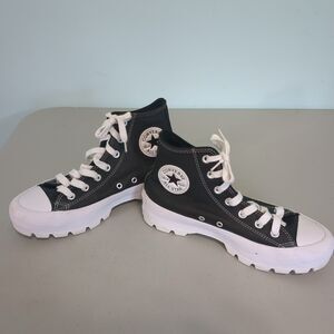 Converse Womens Chuck Taylor All Star Lugged Hi Leather Black Shoes Sneakers 8